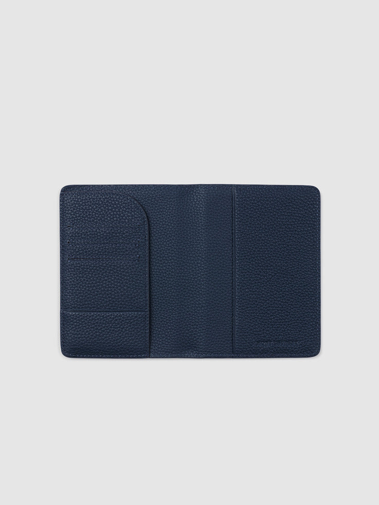 Mont Laurent Personalised Passport Holder Leather Navy Blue