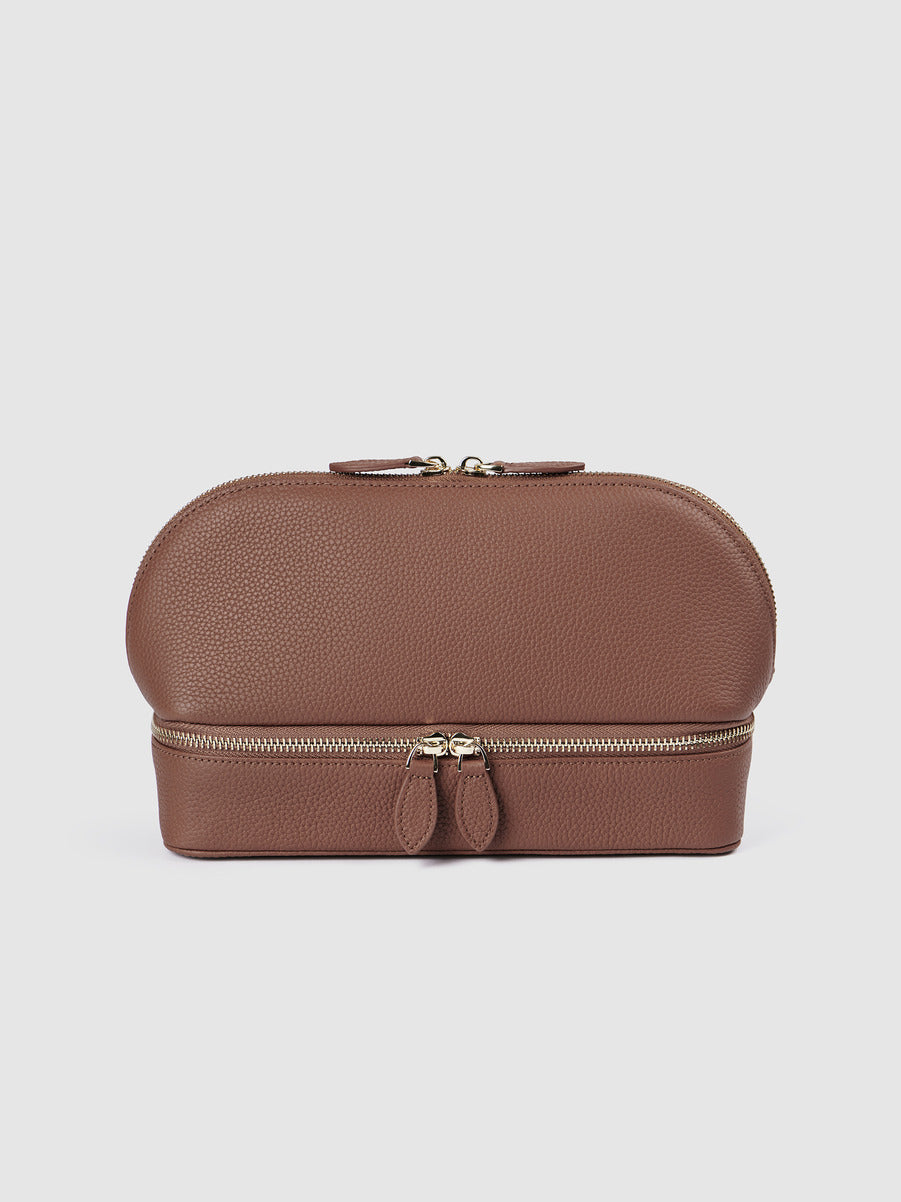 Mont Laurent Personalised Leather Beauty Jewellery Case Brown Travel