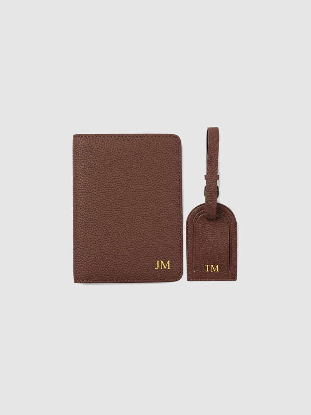 Mont Laurent Personalised Luggage Tag Passport Holder Leather Brown