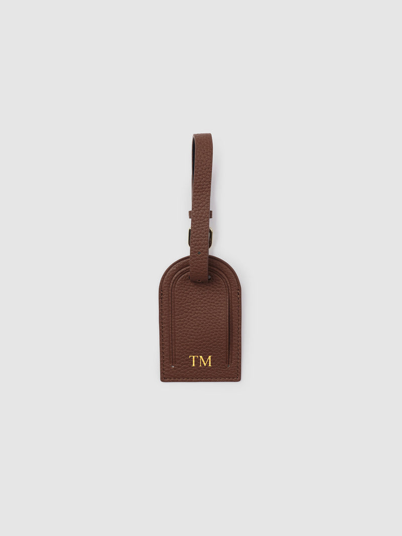 Mont Laurent Personalised Leather Luggage Tag Brown Monogram