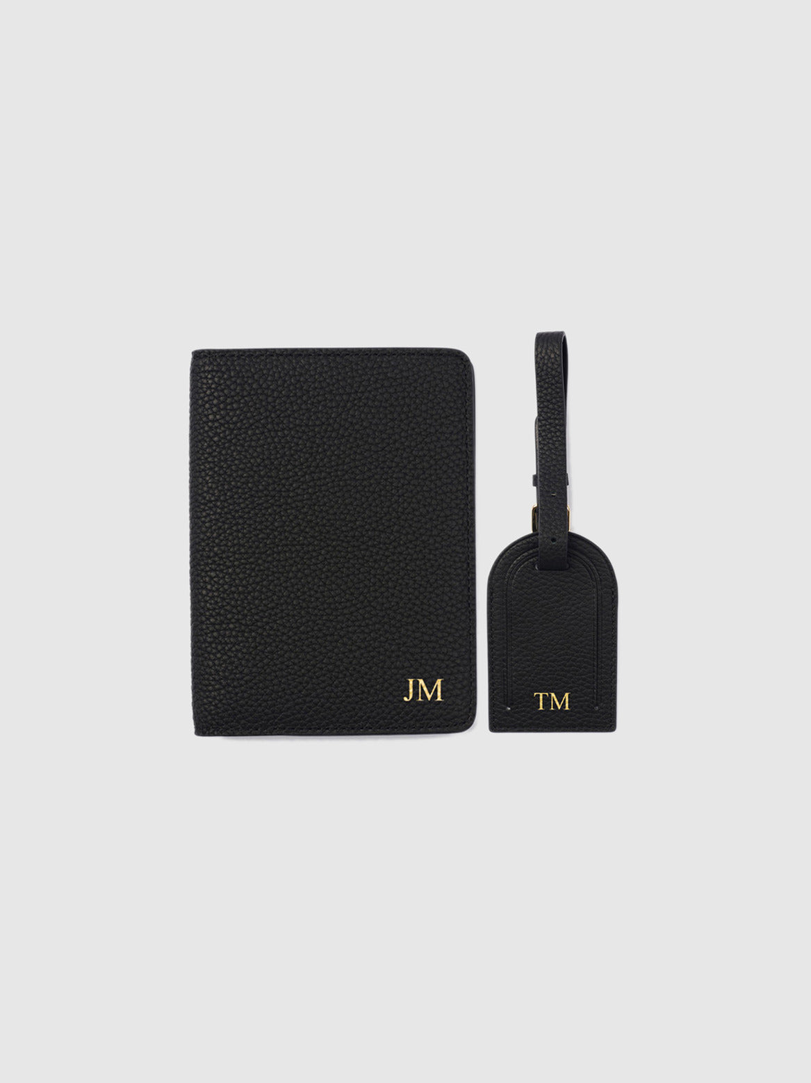 Mont Laurent Personalised Passport Holder Luggage Tag Leather Black